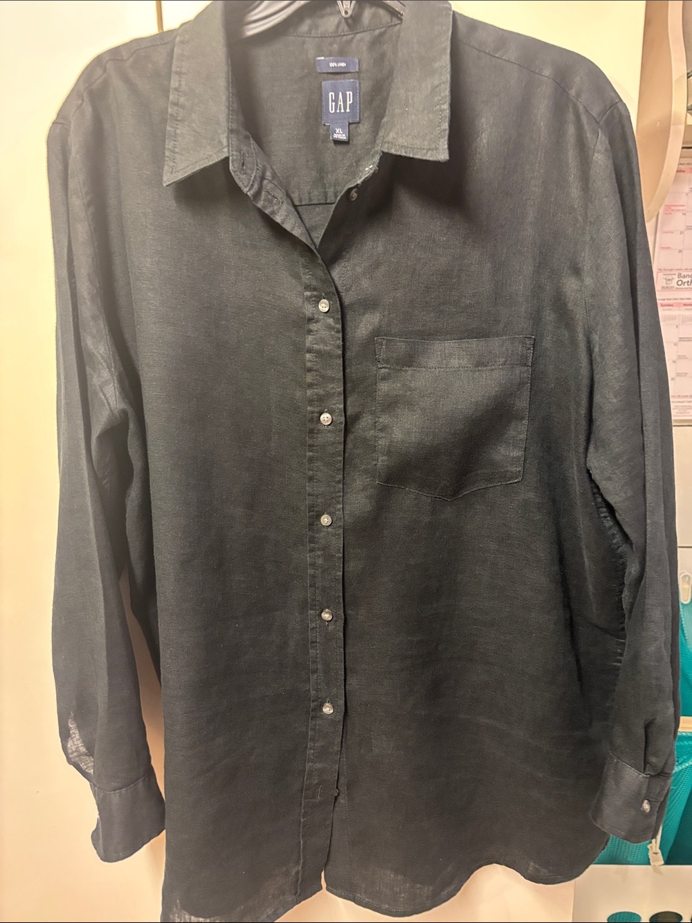 GAP Womens Black LinenCasual Button-Down Shirt